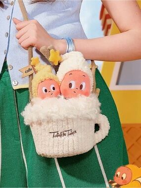 ✨Host pick✨Plush Cup Crossbody Bag with Cute Doll Accents - Cream